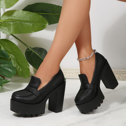 2025 New Foreign Trade Large Size Versatile Elegant Comfortable Thick Heel Thick Sole Mary Jane Cross-Border Fashion High Heel Shoes for Women