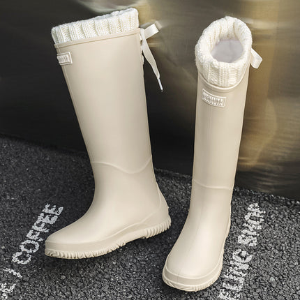 Cross-border Fashion Mid-high Rain Boots Women's Sweet Student All-match Rain Boots Soft Sole Non-slip Camping Shoes Waterproof Car Wash Shoes