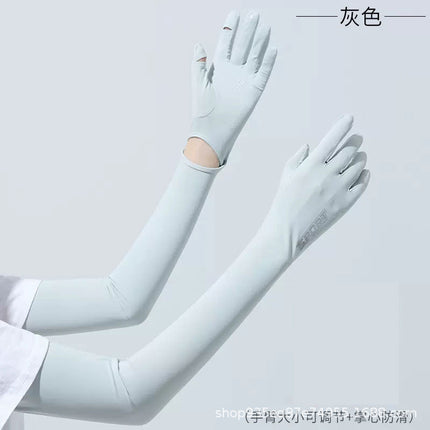 Sun Protection Gloves for Women in Summer, Anti-Uv Ice Silk Sleeves for Driving, Anti-Slip Touch Screen Sunshade, Extended Arm Sleeves for Outdoor Use