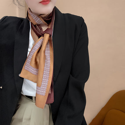 Spring and Summer New Double-layer New Silk Satin Neck Protection Scarf Women's Autumn and Winter Matching Shirt Elegant All-match Scarf