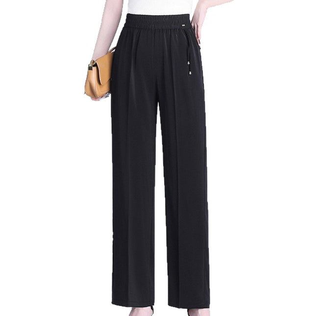 Straight-Leg Pants for Middle-Aged and Elderly Women, Summer Thin Loose Slimming Pants, Mom Pants, Simple Loose Casual Long Pants