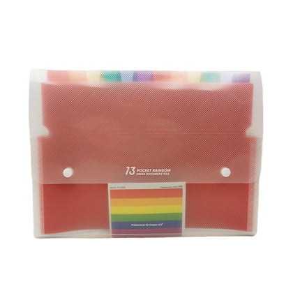 13-Grids Portable Loose-Leaf Folder Student Test Paper File Folder Rainbow Organ Bag Multi-Layer Classification File Bag