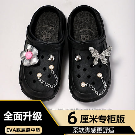 Women's High-Heeled Clogs for Outdoor Wear, Ultra-Thick Sole Height-Increasing Non-Slip Beach Sandals, Closed-Toe Sandals for Women, Summer 2025 Outdoor Wear