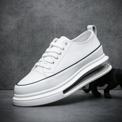 Men's Casual White Shoes, Leather Air-Cushion Sole, European Style Men's Clothing, Live Streaming, Fast Delivery, Wholesale from Wenzhou, Comfortable