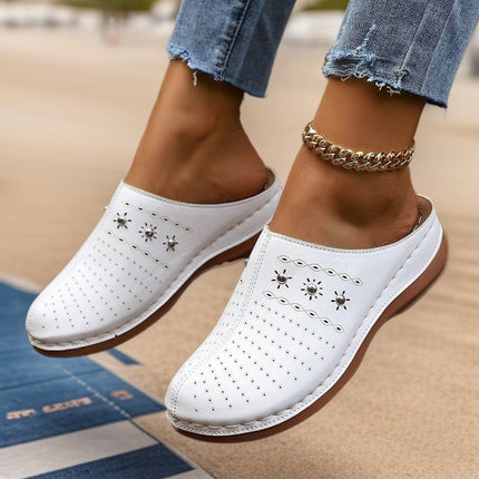 2025 Foreign Trade Summer New Women's Baotou Thick-Soled Slippers Cross-Border Large Size Cut Out Wedge Casual Sandals