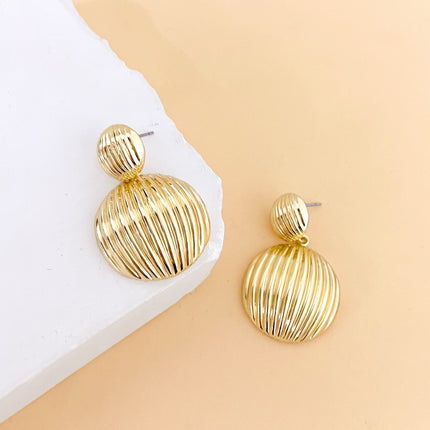 European and American Cross-Border Supply Elegant Simple Geometric Earrings Round Texture Round Earrings Women's Elegant Versatile Earrings