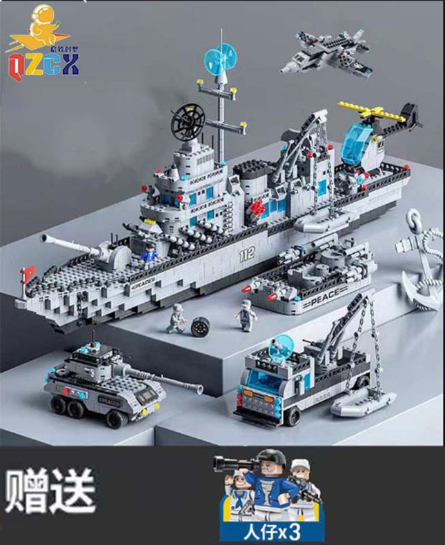 Compatible with Lego Bricks Gundam Transforming Robot Car Military Destroyer Educational Assembly Children's Toy Building Blocks