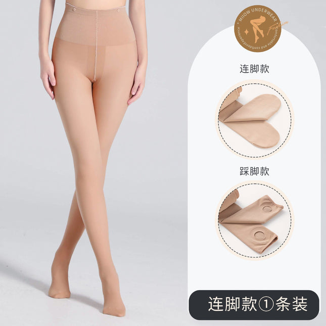 Plus size double-layer light leg artifact women's button detachable leggings socks flesh-colored natural not-dropping crotch pantyhose