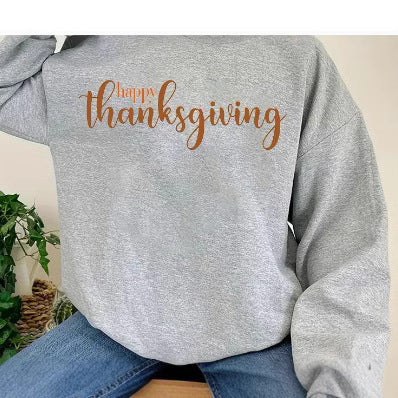 Cross-border supply of foreign trade Europe and the United States Wan Sheng happy thanksgiring printed women's jacket round neck sweater