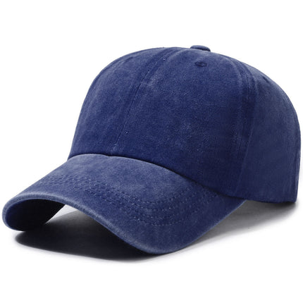 Cross-Border Baseball Cap Pure Cotton Washed Retro Distressed Solid Color Light Plate Hat Men's Plus Picture Plus Word Soft Top Peaked Cap