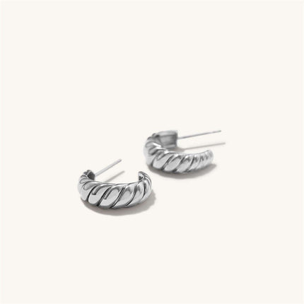 Korean Style Simple Croissant Twist Earrings Stainless Steel Curved Ear Pins Gold-Plated Women's Earrings Wholesale
