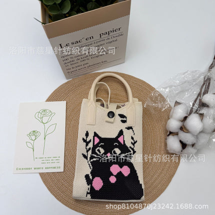 Girl's Heart-Shaped Knitted Crossbody Bag