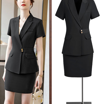 Short-sleeved professional suit suit women's summer high-end elegant hotel front desk manager work clothes beauty salon gold shop work clothes