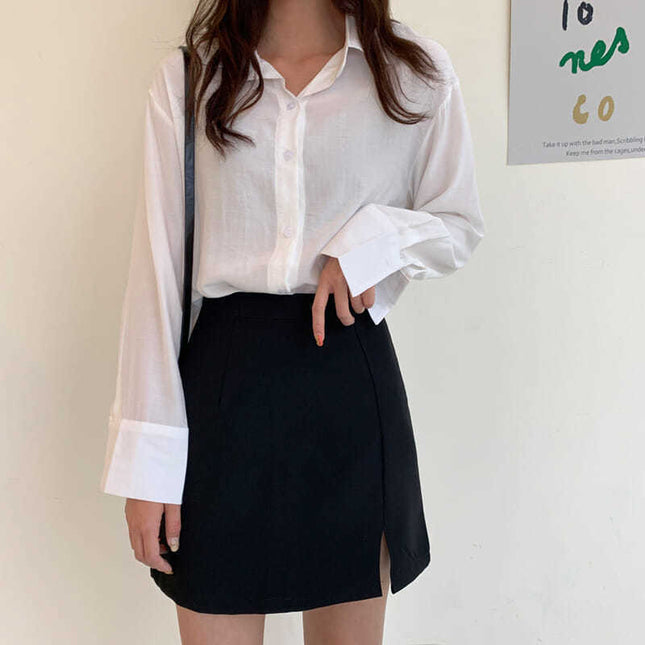 New Elegant Gray and Black Hip-Hugging Short Skirt for Women, Anti-Exposure A-Line Skirt, Summer High-Waisted Slimming Look Skirt