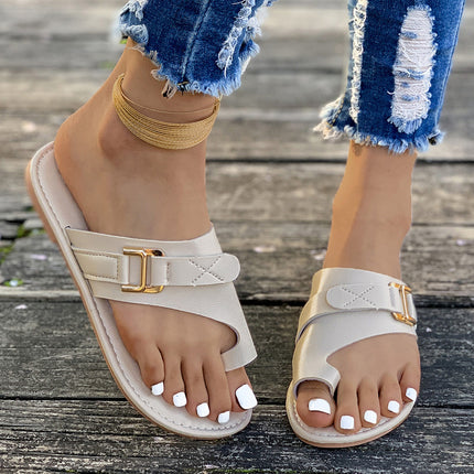 Cross-Border Export Large Size Flat Toe Slippers for Women 2025 Summer Flat Outer Sandals for Women