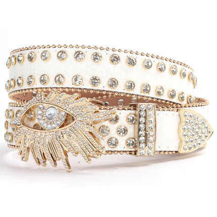 Cross-border rhinestone eye wide belt women inlaid rhinestone flash hip-hop punk personality fashion non-mainstream wholesale