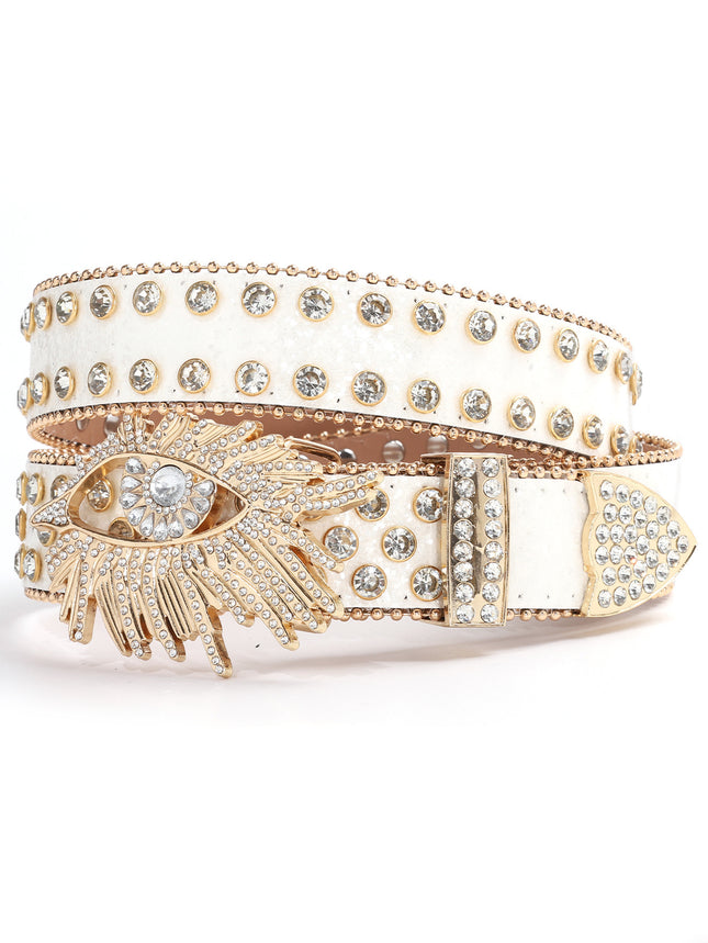 Cross-border rhinestone eye wide belt women inlaid rhinestone flash hip-hop punk personality fashion non-mainstream wholesale