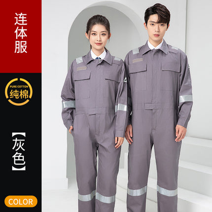 Marine Crew Reflective Strip Pure Cotton Overalls Long-sleeved Men's Summer Wear-resistant Electric Welding Shipyard Workshop Labor Insurance Clothing