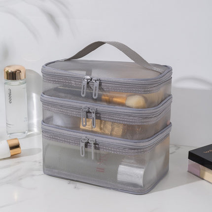 New Large-Capacity Cosmetic Bag for Women, Black Transparent Mesh Cosmetics and Toiletries Storage Bag with Transparent Design