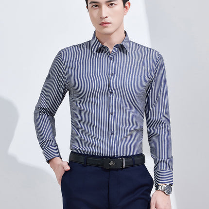 Men's Business Attire Shirt Short-Sleeved Work Clothes Stripesd Shirt Office 4S Store Bank Hotel Business Workwear Summer