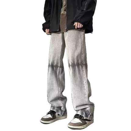 2025 Wide-Leg Jeans Men's Thin Straight-Leg Loose Casual Pants Floor-Length Trendy Brand American Vibe High Street