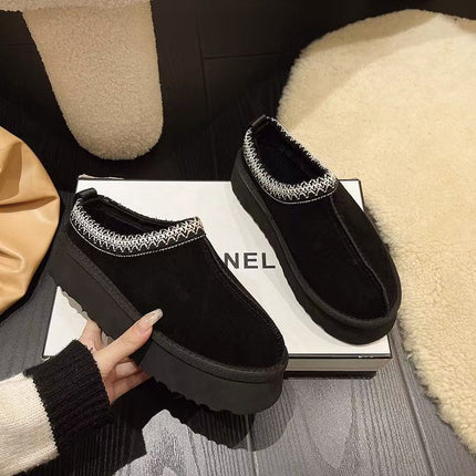 Tazz Women's Snow Boots with Plush Lining, Thickened 2025 New Versatile Casual Comfortable Thick-Soled Slip-On Furry Shoes