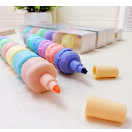 1pcs Creative 5 Color Highlighter Cartoon Cute Shape Highlighter Creative Students Make Hand Account Marker