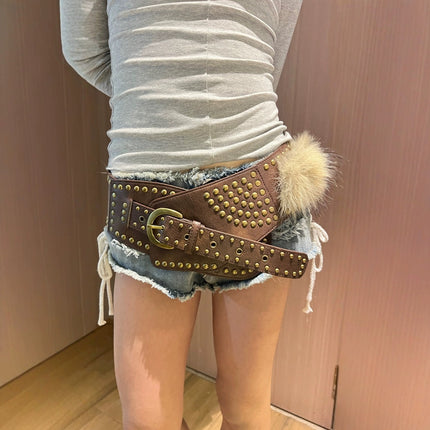 New Rabbit Fur Belt D. I .A OOTD Mao Mao Belt Europe and America Cross-border Hot Sexy Spice Girl Waist Cover Wide Belt