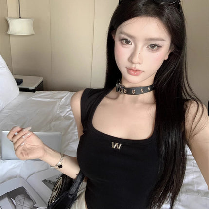 Summer Sweet and Sexy Beautiful Back Camisole Women's Design Niche Slim Fit Short Sleeveless Top