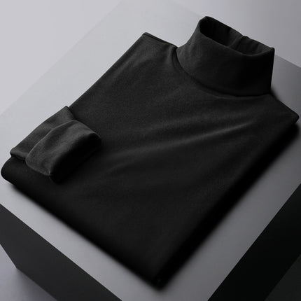 Rongde Turtleneck Bottoming Shirt Double-Sided Inner Spring Long-Sleeved Men's T-Shirt Brushed Heating Warm Top Thick 1688