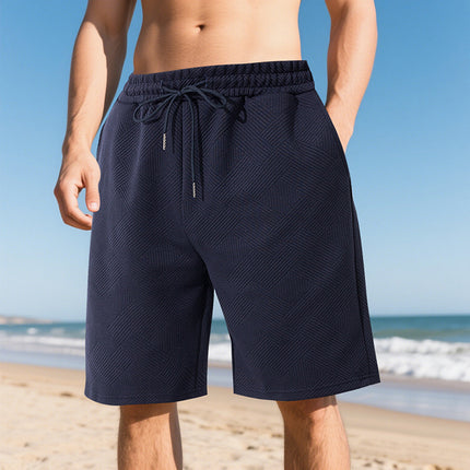 25 Cross-Border New Products Hot-Selling European and American Men's Summer Loose Heavyweight Simple Jacquard Texture Branch Line Trendyy Shorts