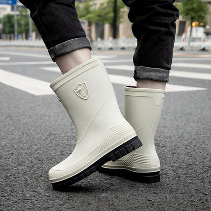 Men's Fashionable All-match Mid-barrel Japanese Rain Boots Outer Wear Thick Bottom Wear-resistant Kitchen Fishing Anti-slip Waterproof