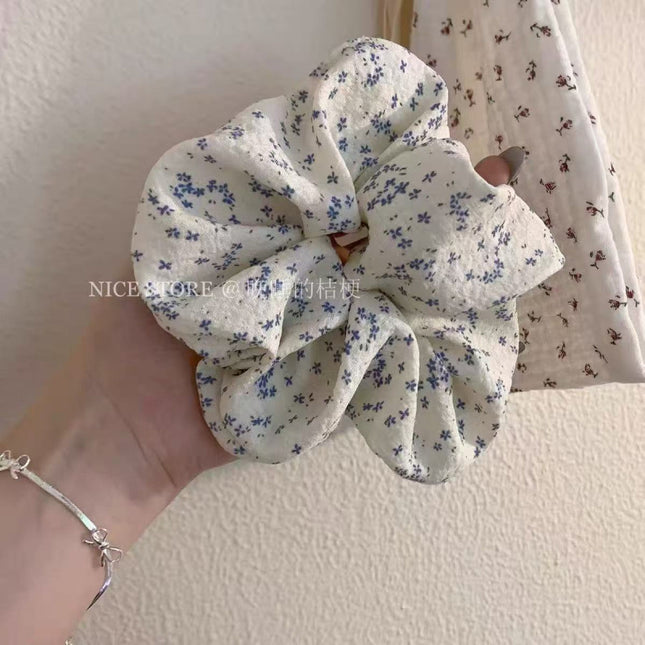 Korean-Style Jasmine Floral Scrunchie Spring Sweet Literary Girl Hair Accessory High Ponytail Bun Hair Tie