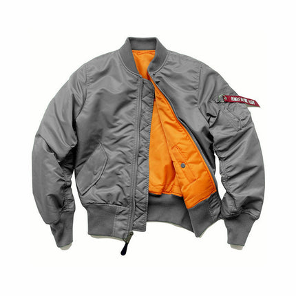 American Style Thickened Baseball Suit Autumn and Winter Army Green MA-1 Bomber Jacket plus size Vertical Collar Tooling Jacket for Men