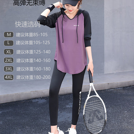 Yoga Fitness Clothes suit Sports Running Gym plus size chubby girl Covering Belly Slimming Relaxed-fit Korean Style