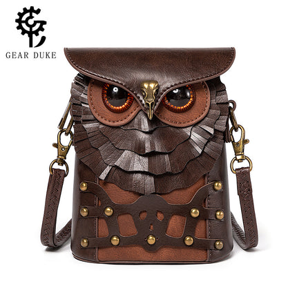 TEMU Medieval Colored Studded PU Leather Women's Shoulder Bag Medieval Steampunk Owl MINI Satchel