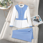 8501 White Blue Top Wide Leg Pants / 4 XL