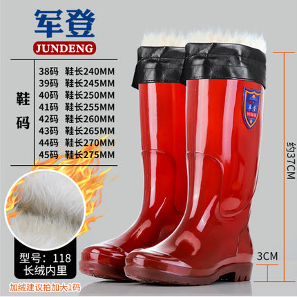 Water Shoes Men's High-Top Brown Rain Boots Without Lining, Mesh-Free Quick-Drying Rain Boots, Non-Slip Labor Warm Waterproof Boots, Rubber Shoes