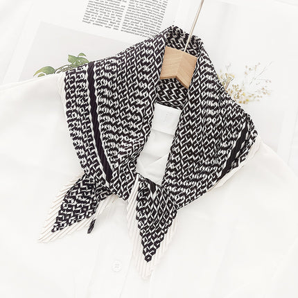 New wrinkled small square scarf female Korean imitation silk printed wrinkled small scarf Joker scarf decorative scarf wholesale
