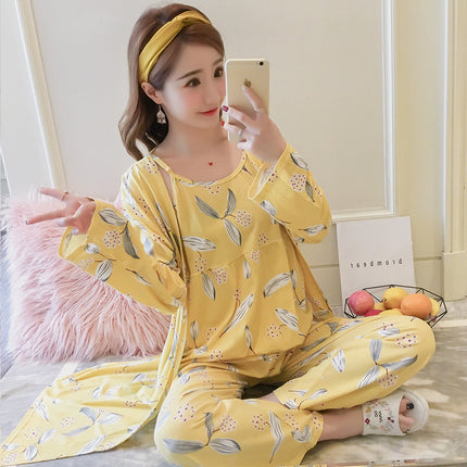 Foreign trade cross-border three-piece flower fresh sweet pajamas women's suspenders pants pajamas loose home clothes suit factory