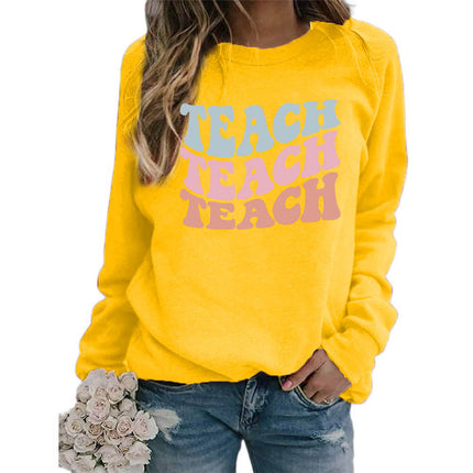 Amazon foreign trade source teach printed round neck jacket sweater European size European and American women's coat long sleeve autumn and winter