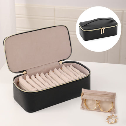 Portable 12-piece Jewelry Box Earrings Ring Bracelet Watch Necklace Storage Box Travel Storage Bag Cross Border