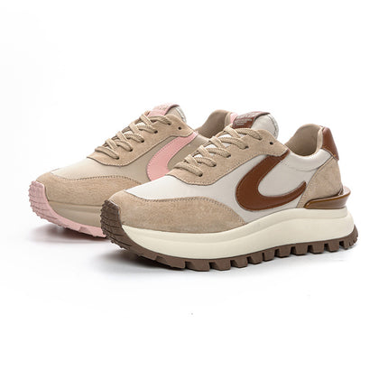 Genuine Leather Women's Shoes 2026 Spring and Autumn New Style Genuine Leather Trainers Hot-Selling Casual Sports Trendy Dad Shoes