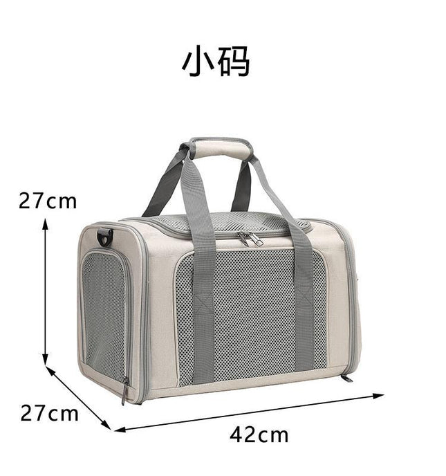 Foldable Oxford Pet Carrier Bag Cat Dog Large Capacity Breathable Soft Crossbody Portable Beige Rice White S-L / Sac Transport Pliable Oxford Chat Chien Grande Capacité Respirant Doux Bandoulière Portable Beige Blanc S-L