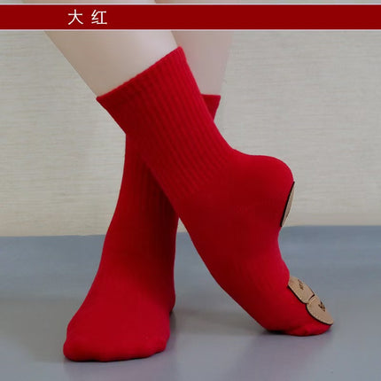 Children's modern dance socks adult ballet non-slip middle tube Chinese dance three-piece bottom folk dance cat claw training cotton socks