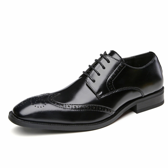 2026 New Japanese Style British Carved Leather Formal Business Shoes for Men, Brogue Oxford Shoes, One-Piece Drop Shipping