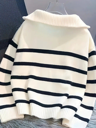 2025 Hot-Selling Fashionable Versatile Casual Striped Pullover Cross-Border Platform Supply Chain