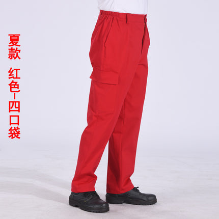 Autumn and Winter Pure Cotton Work Pants for Men, Wear-Resistant Welding Workwear, Blue Construction Site Workshop Handling Work Clothes Pants