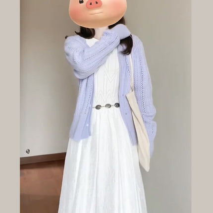 Early Autumn Wear 2025 New Women's French Sleeveless Vest White Dress Women's Design Long Skirt Suit