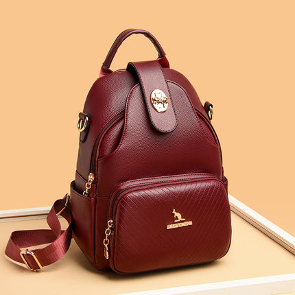 Cross-border Wholesale Soft Leather Backpack Women's New Fashion All-match Multi-function Backpack All-match Backpack